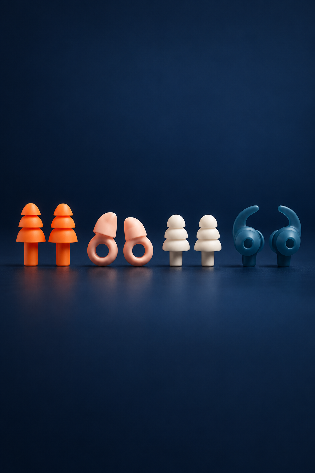 Four colorful reusable Code9 earplugs